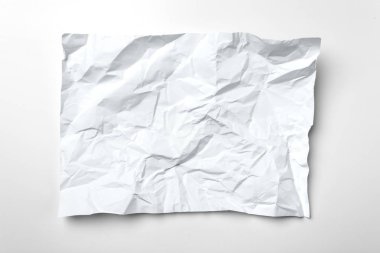 izole beyaz zemin üzerine beyaz buruşuk kağıt