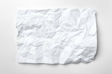 izole beyaz zemin üzerine beyaz buruşuk kağıt