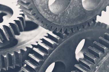 Modern çelik dişli yığını görünümünü yakın çekim