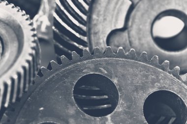 Modern çelik dişli yığını görünümünü yakın çekim