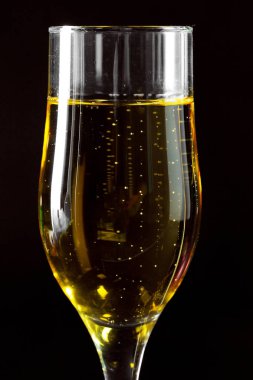 Siyah arka planda şampanya kadehi