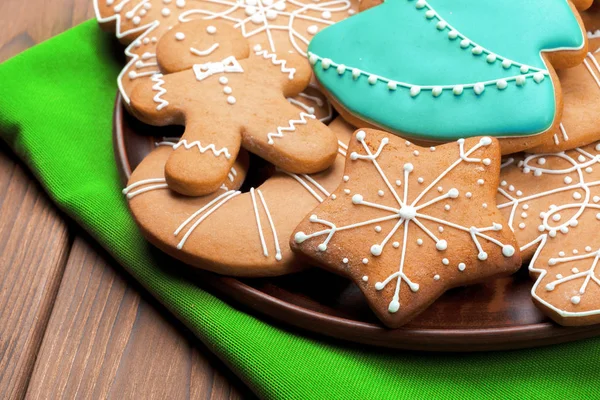 Christmas Cookies Wood Background — Stock Photo, Image