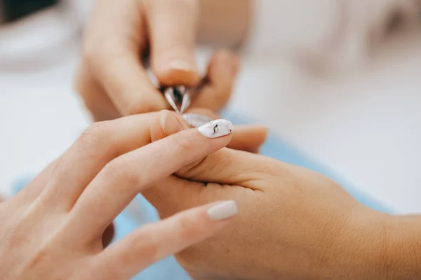 Manicura Hace Manicura Fondo Cerca —  Fotos de Stock