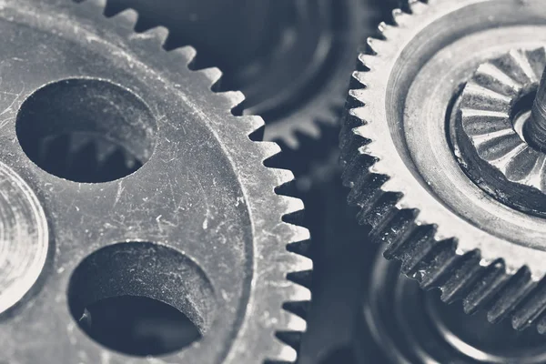 Modern çelik dişli yığını görünümünü yakın çekim