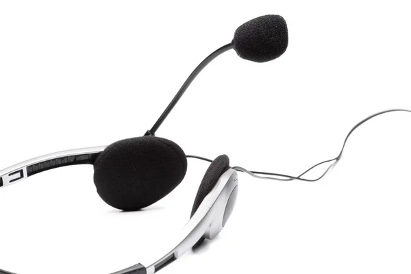 Beyaz Arka Plan Üzerinde Izole Mikrofonlu Kulaklık Yakın Çekim — Stok fotoğraf