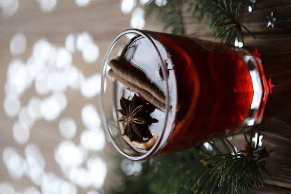 Boże Narodzenie Grzane Wino Tło Bliska — Zdjęcie stockowe