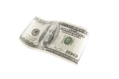 Beyaz arka plan üzerinde izole doları banknot, yakın çekim 