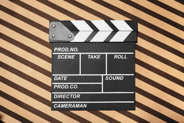 close up of Film clapper board on a table