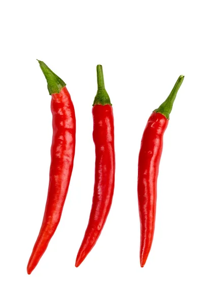 Close Red Hot Chilli Peppers Isolated White Background — Stock Photo, Image