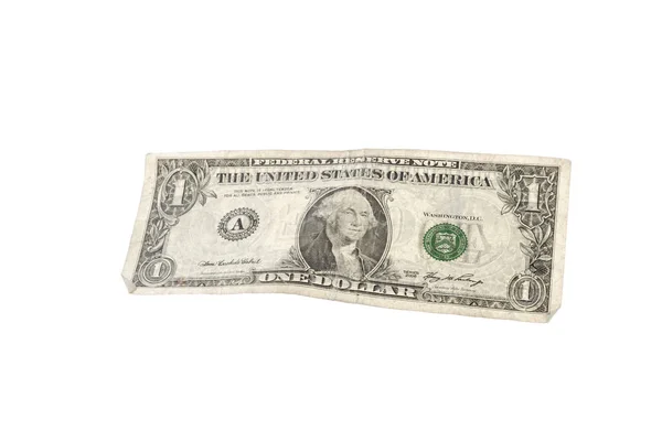 Beyaz Arka Plan Üzerinde Izole Doları Banknot Yakın Çekim — Stok fotoğraf