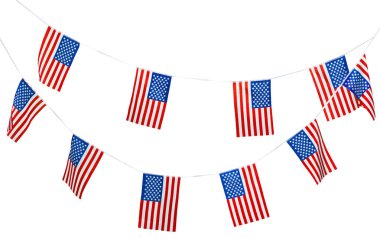 Beyaz arka plan üzerinde izole Amerikan bayrakları kümesi