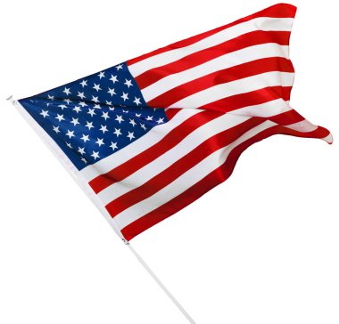 Beyaz arka planda izole edilmiş Amerikan bayrağı