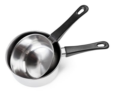 Beyaz arka plan üzerinde izole çelik tencere