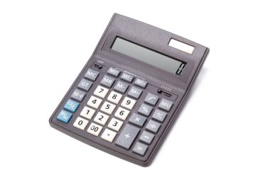 Siyah hesap makinesi beyaz arkaplanda izole edildi