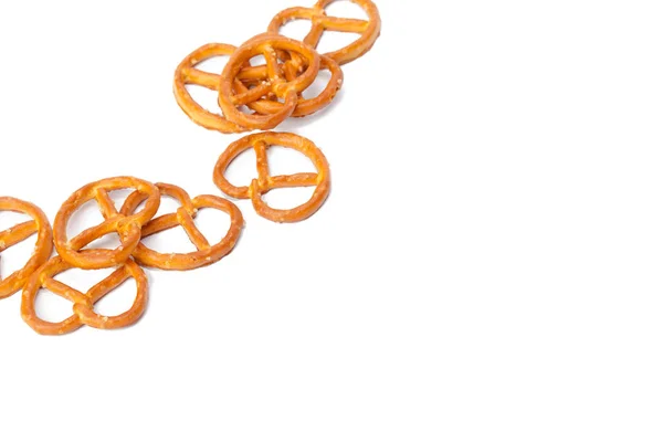 Pretzels Envidraçados Salgados Isolados Sobre Fundo Branco — Fotografia de Stock