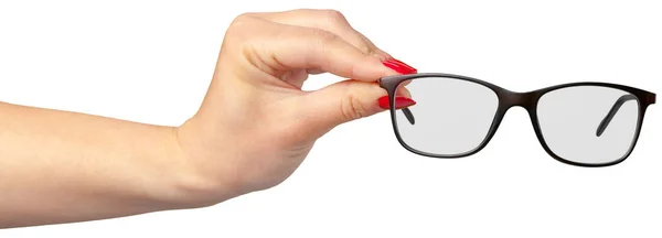 Brille Der Hand Auf Weißem Hintergrund — Stockfoto