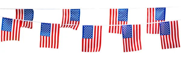 Set American Flags Isolated White Background — Stock Photo, Image