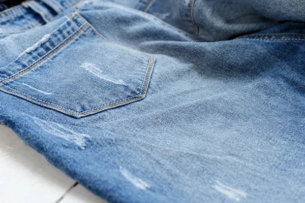 Close Textura Jeans Azul — Fotografia de Stock