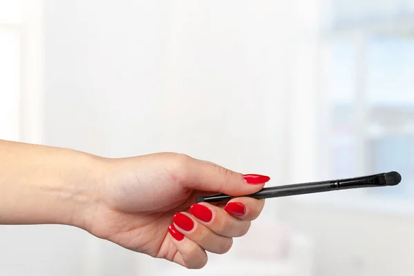 Female Hand Holding Professional Makeup Brush — Stock Photo, Image