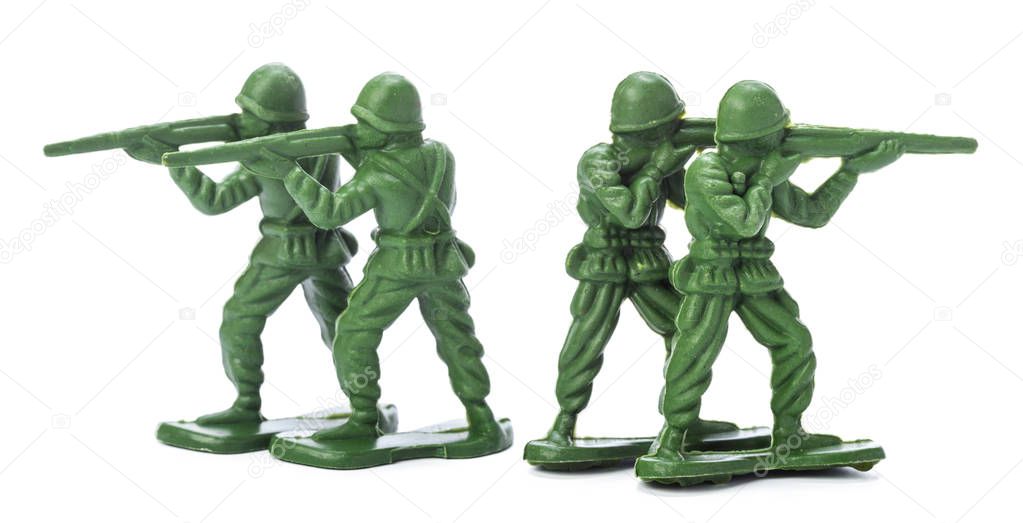 Collection of traditional toy soldiers isolated on white background 