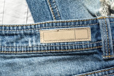 Mavi jeans kumaş dokusuna yakın çekim 