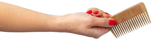 Professionele Kam Vrouwelijke Hand Geïsoleerd Wit — Stockfoto