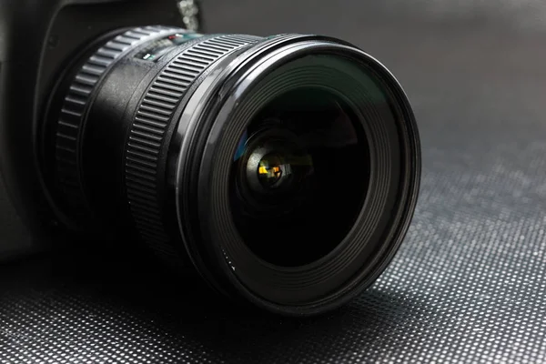 close up of modern digital SLR camera in details