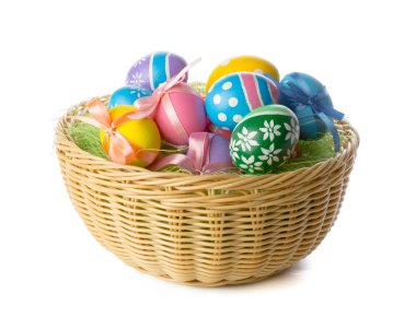 Beyaz backgrund, tatil kavramı izole Paskalya yumurtaları