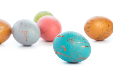 Beyaz backgrund, tatil kavramı izole Paskalya yumurtaları