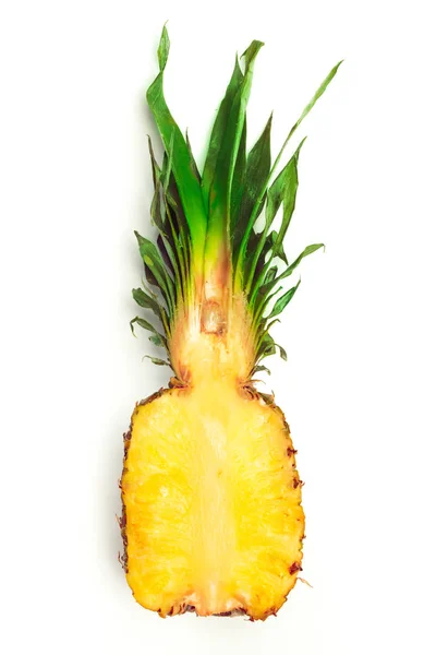Gros Plan Ananas Coupé Isolé Sur Fond Blanc — Photo