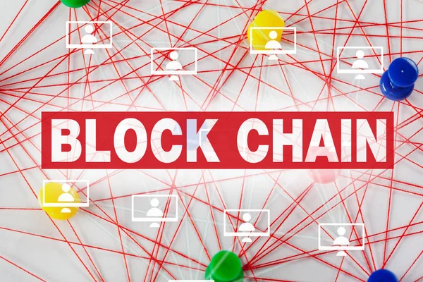 block chain concept on background,close up