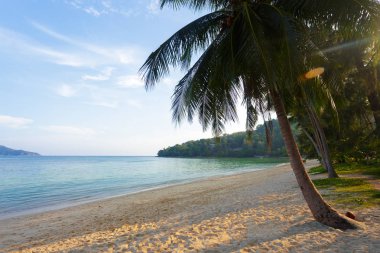 Boş tropikal kumlu plaj görünümünü