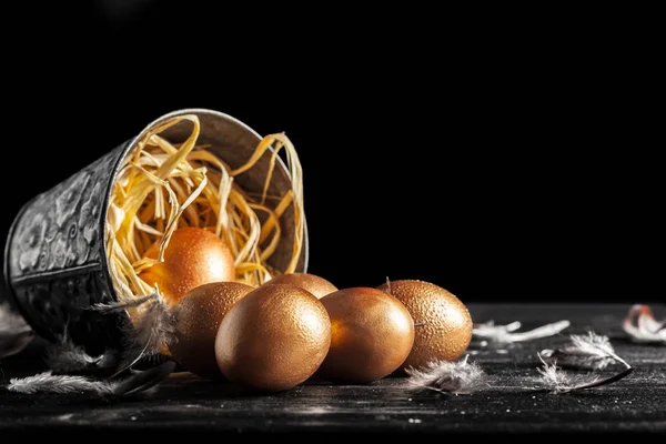 Buona Pasqua Uova Pasqua Sfondo Legno — Foto Stock