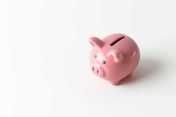 close up of  piggy bank isolated on white backgorund  