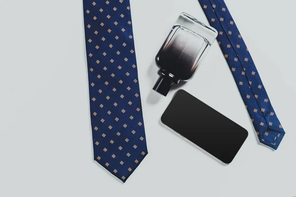 Bovenaanzicht Van Mannen Accessoires Witte Achtergrond — Stockfoto