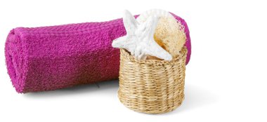 Beyaz arka plan üzerinde izole spa banyo duş öğeleri