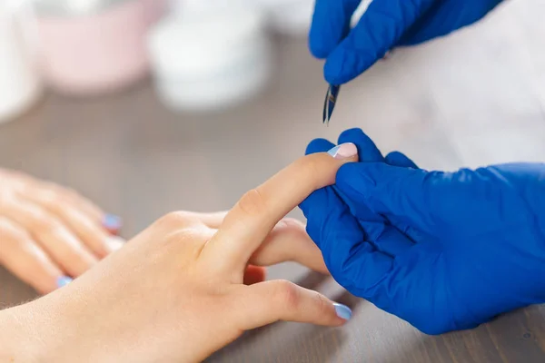 Woman Hands Receiving Manicure Beauty Salon — Stock Photo, Image