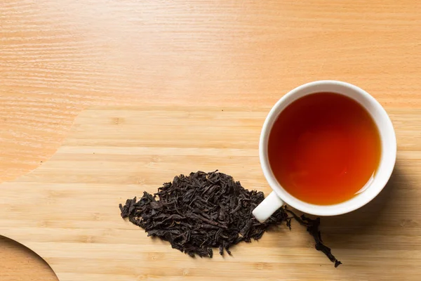 close up view of morning tea on table