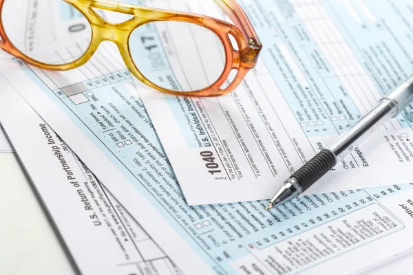 Close Printed Filled Tax Forms — Stock Photo, Image