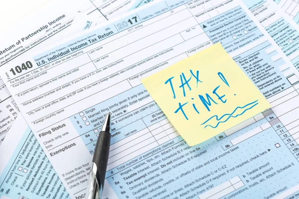 Close Printed Filled Tax Forms — Stock Photo, Image