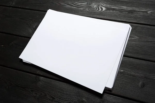 White Paper Sheets Wooden Table — Stock Photo, Image