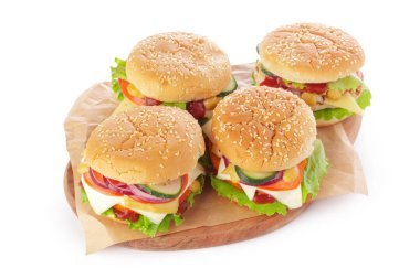 Beyaz arka plan üzerinde izole Burger yakın çekim