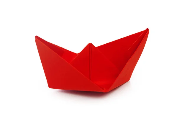 Origami Papierowa Łódź Izolowane Białym Tle — Zdjęcie stockowe