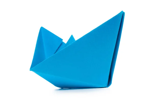 Origami Papierowa Łódź Izolowane Białym Tle — Zdjęcie stockowe