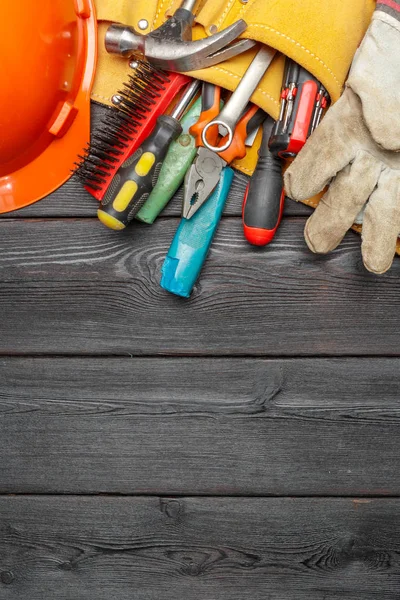 Assorted Work Tools Wooden Table — Stock Photo, Image