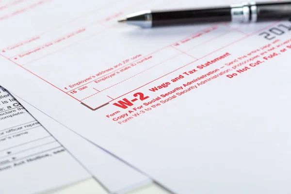 close up of printed and filled Tax forms