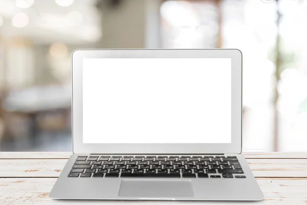 Close Laptop Blank Screen Table — Stock Photo, Image