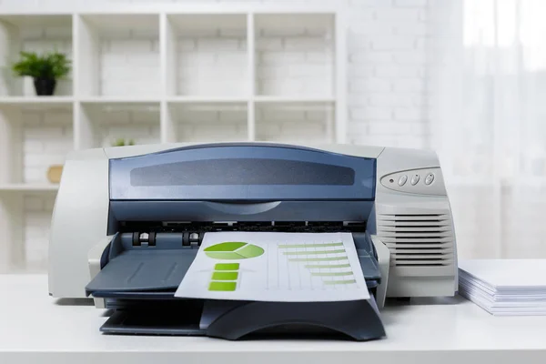 close up of modern printer in office