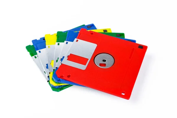 Pohled Disket Izolovaných Bílém Pozadí Plochu — Stock fotografie