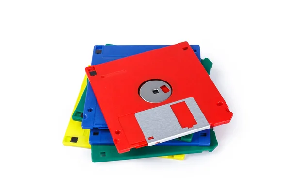 Close View Floppy Disks Isolated White Background — Stock Photo, Image